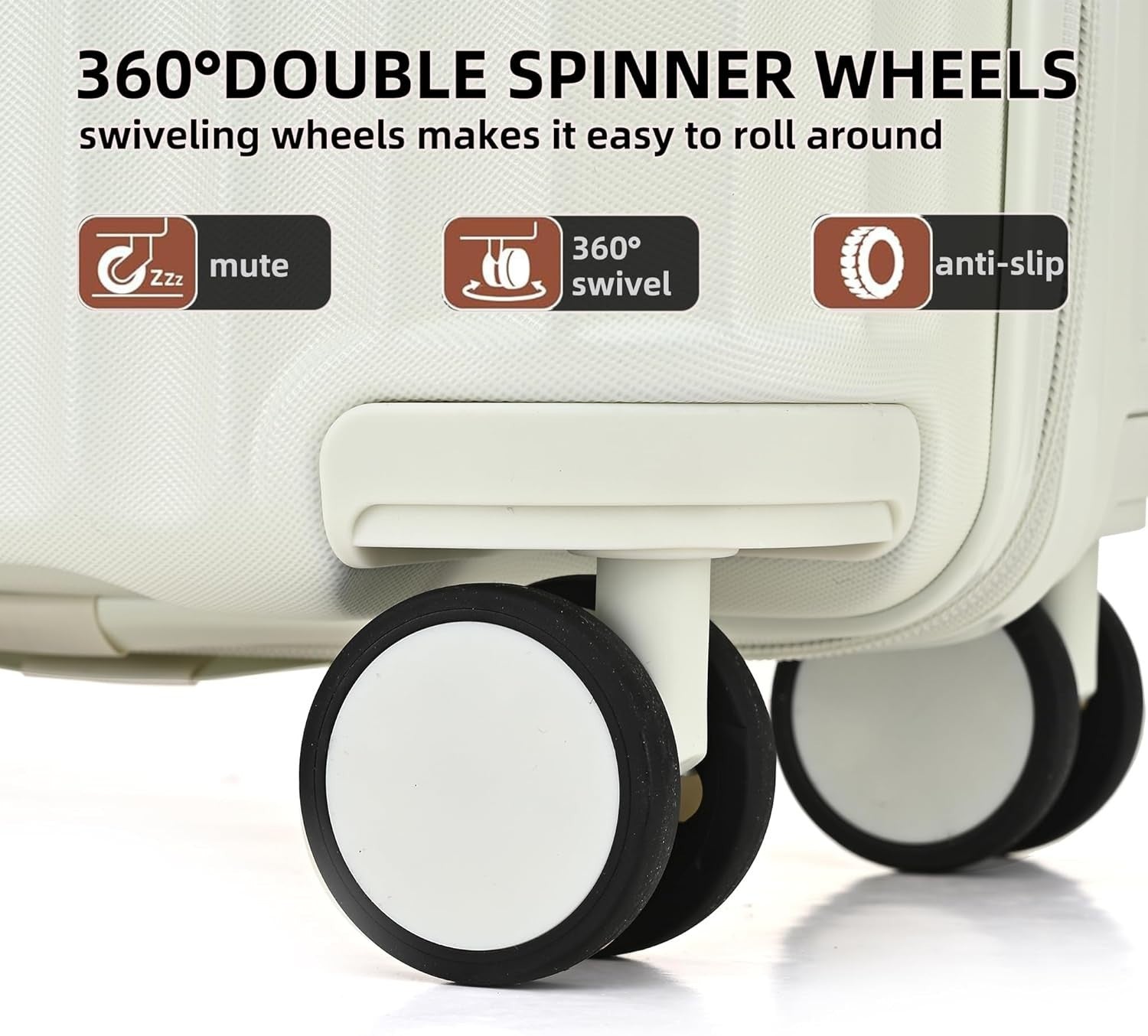 24 Inch Medium Hard Shell Suitcase PC ABS Lightweight Spinner Lock White
