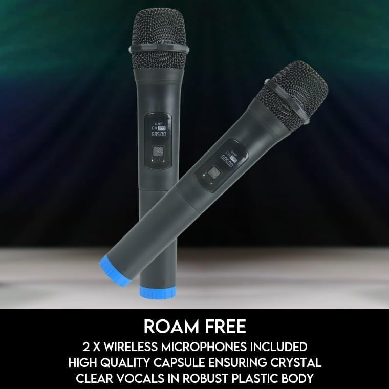 Portable Karaoke Machine Bluetooth Speaker 2 Mics Disco Party Lights