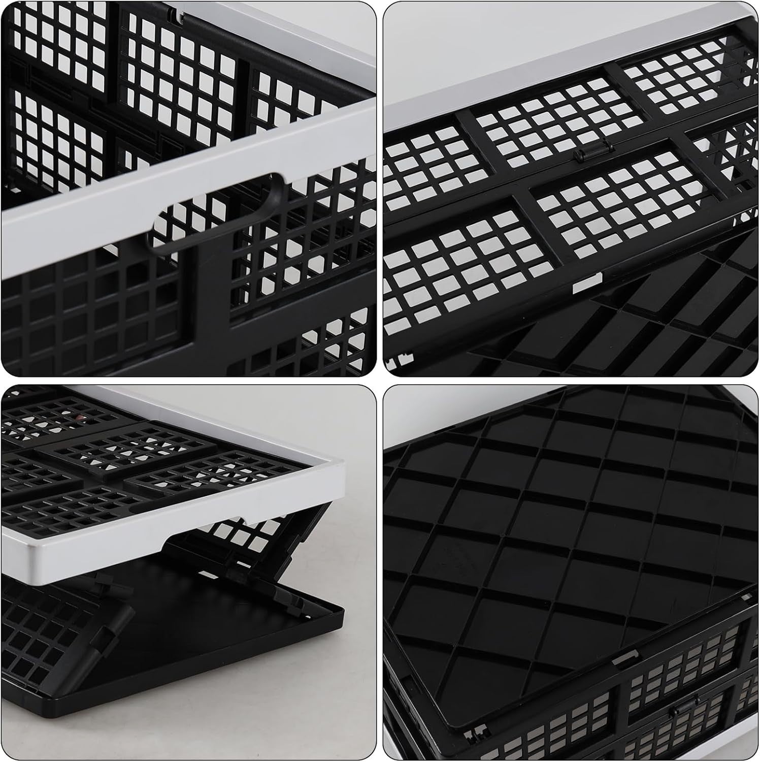 3 Pack 32L Folding Plastic Storage Crates Stackable Collapsible