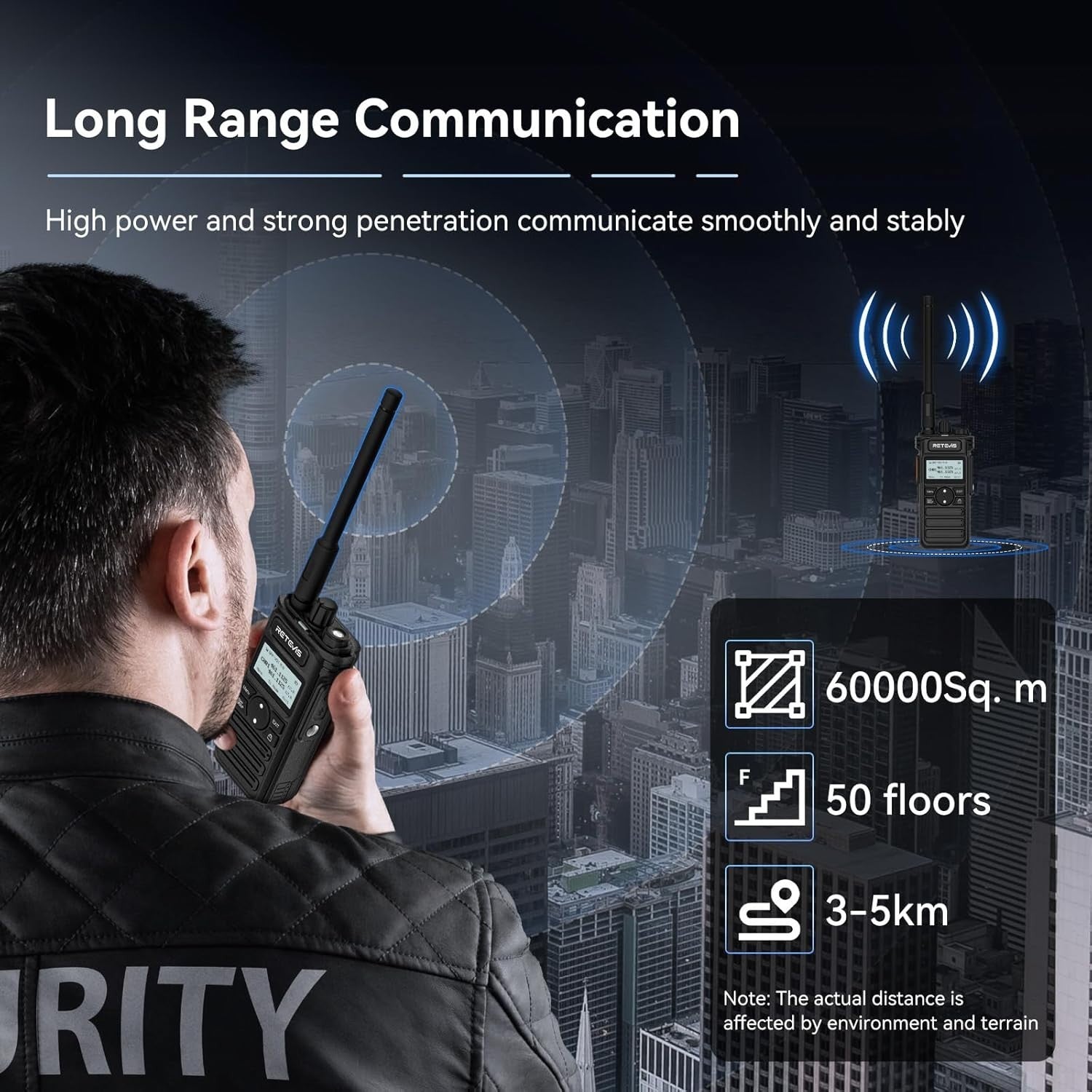 Professional Walkie Talkies 2 Pack Long Range 2600mAh LCD Speaker Mic