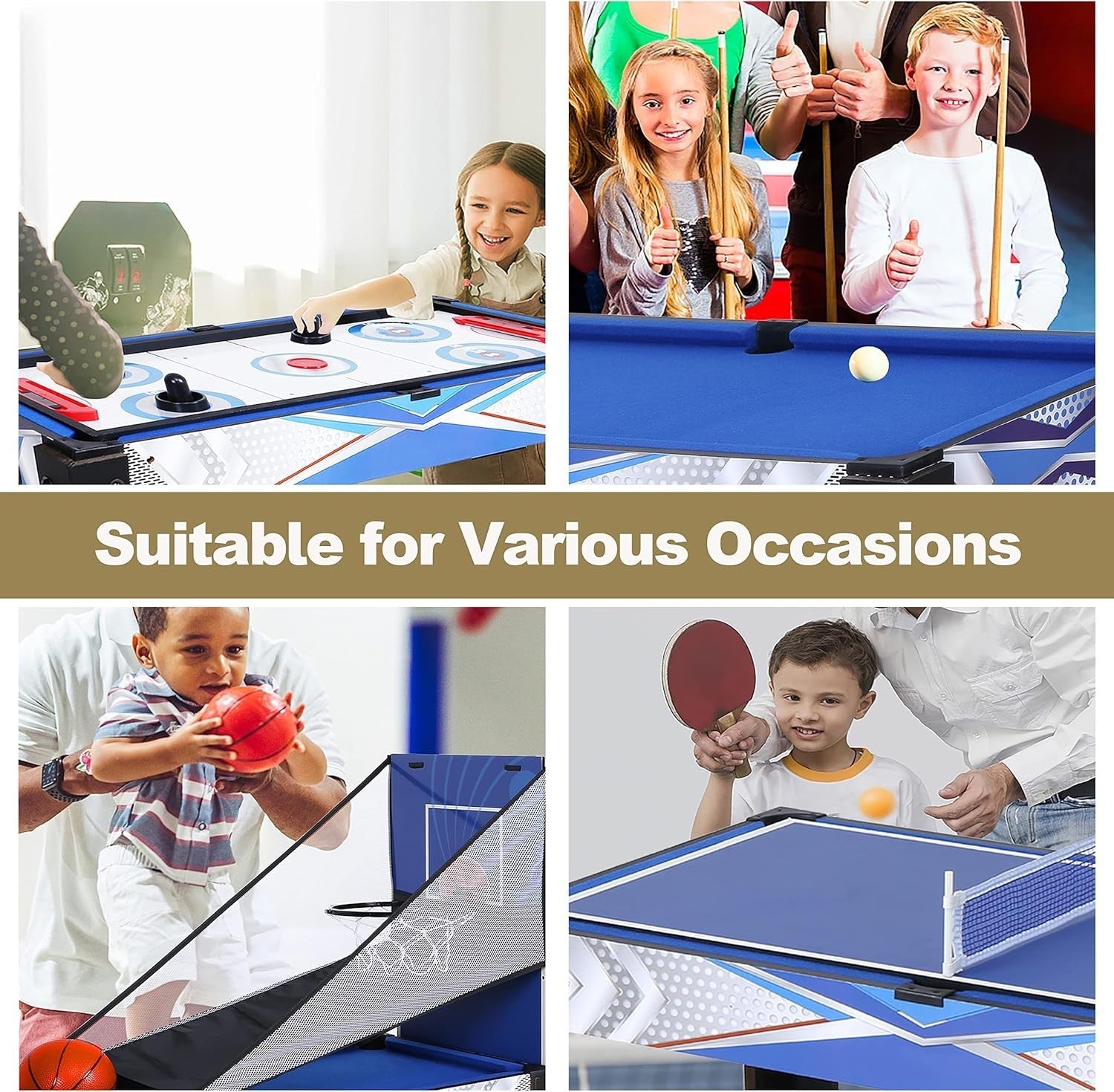 36in 5 in 1 Multi Game Table Kids Pool Ping Pong Hockey Archery