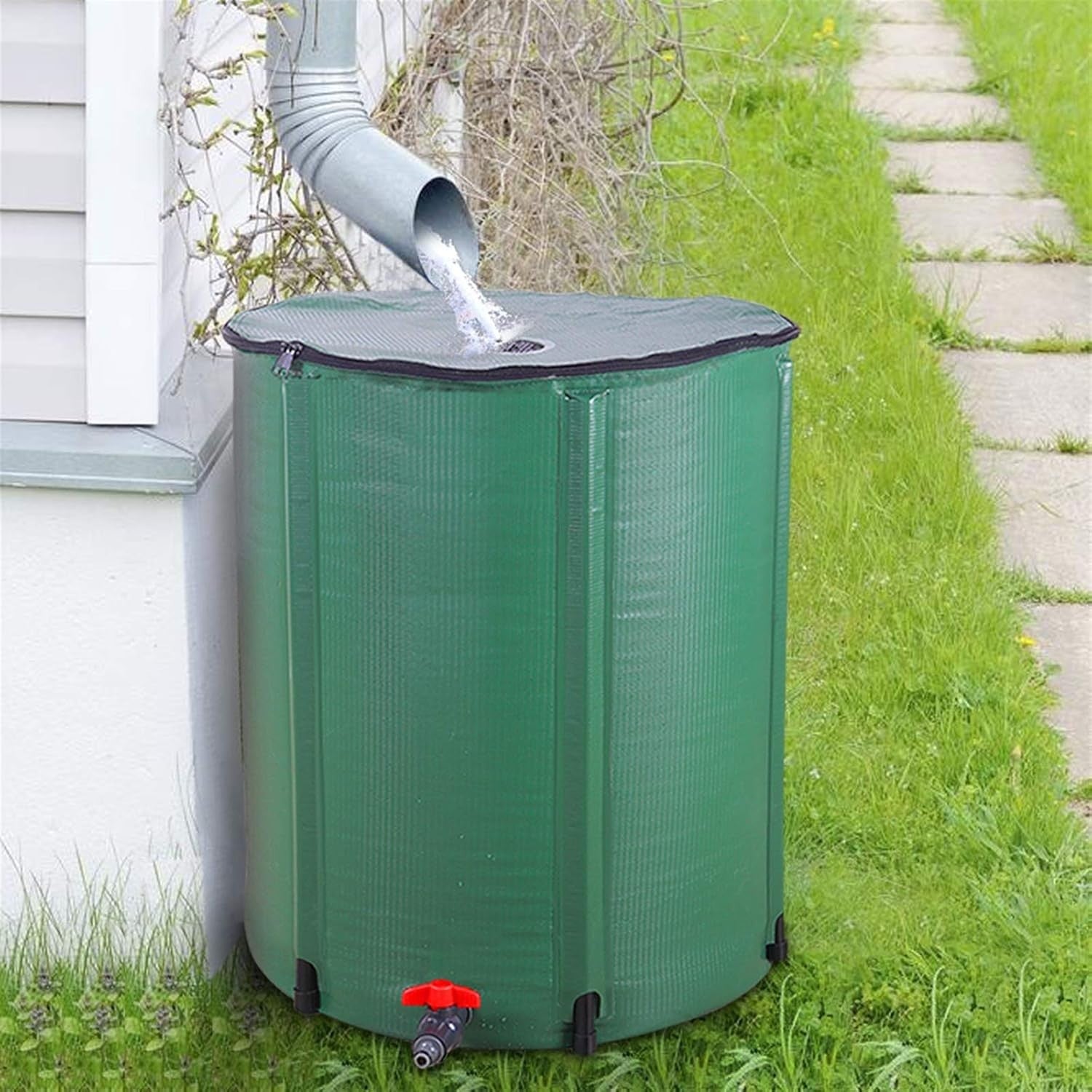 Collapsible 50 Gallon Portable Rain Barrel Water Butt with Tap & Filter Kit