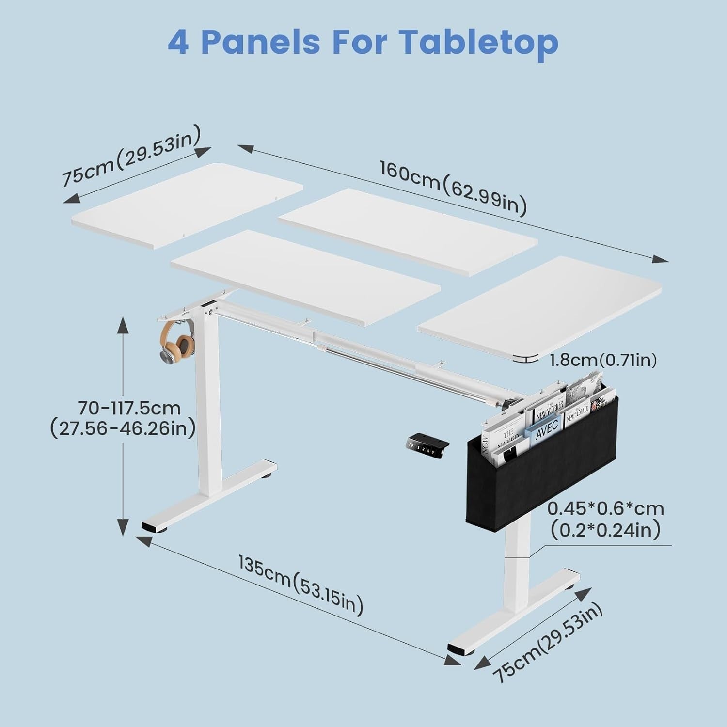 Electric Standing Desk 120×60cm w/ Memory Panel & USB – Adjustable Office Table
