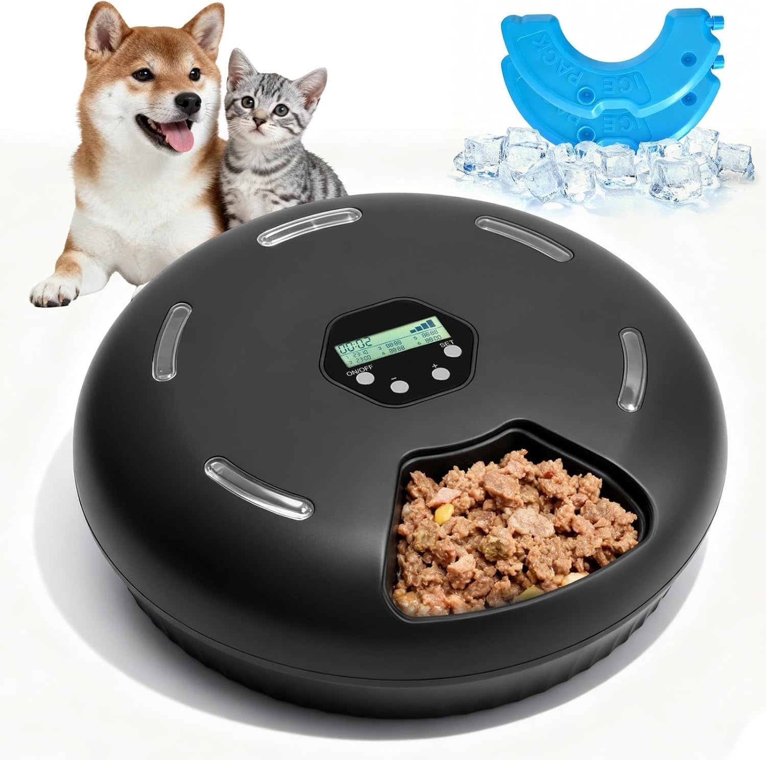 Automatic Wet Food Cat Feeder Refrigerated 6 Meal Timer Pet Dispenser