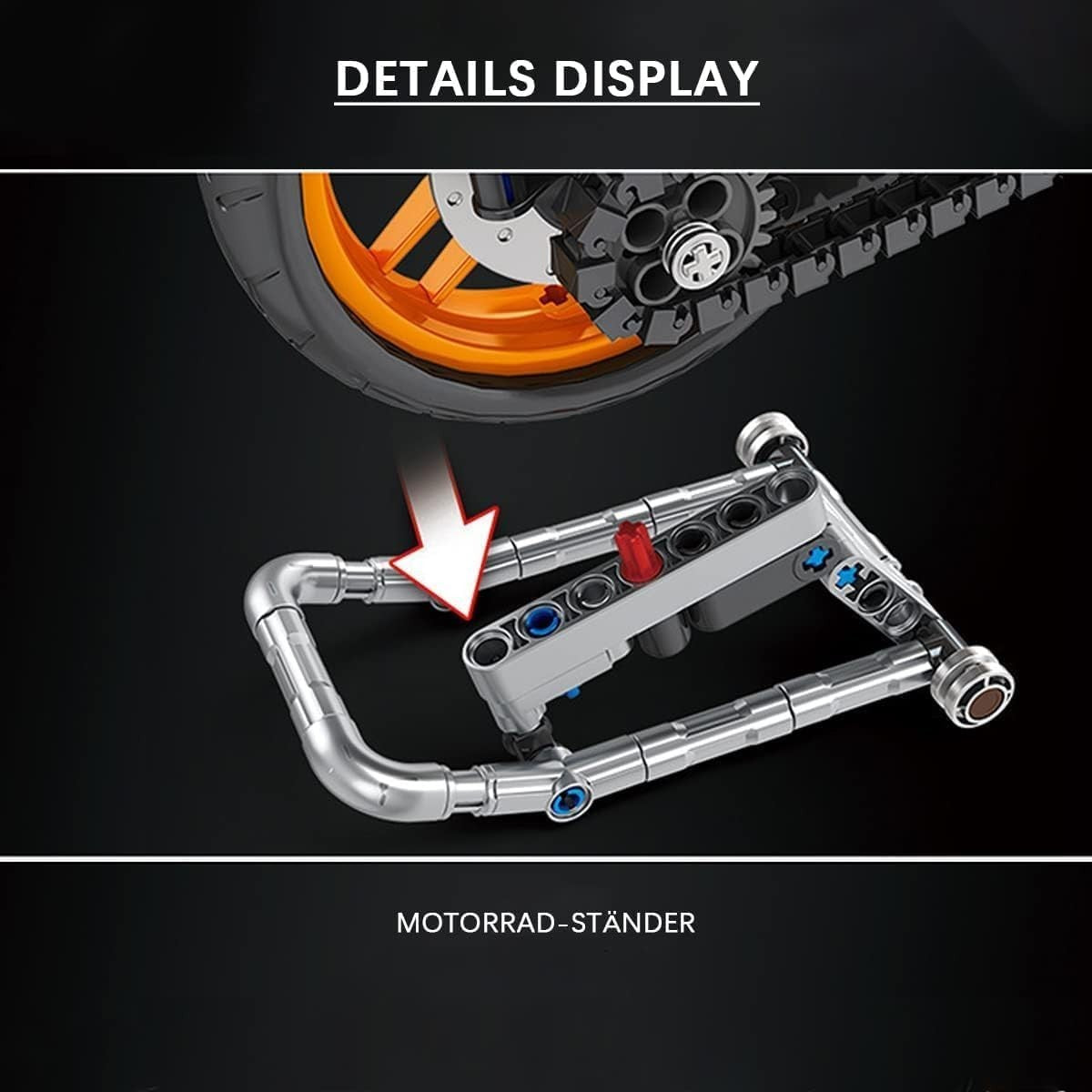 760PC Motorcycle Building Kit - Realistic DIY Model, Non-Toxic, Orange