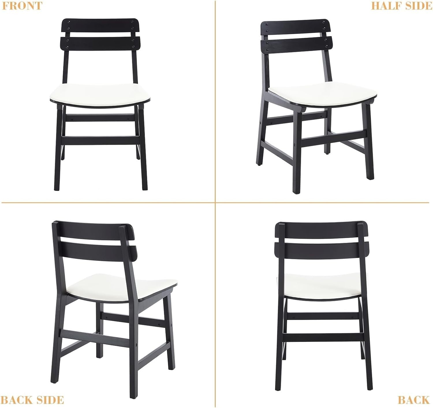 2 Pack PU Leather Dining Chairs Wooden Legs Mid Century Kitchen Seats