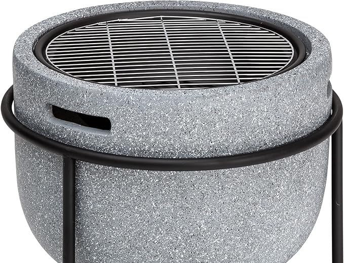 Outdoor Fire Pit BBQ Grill Table Round Steel Bowl w/ Spark Guard Patio Heater