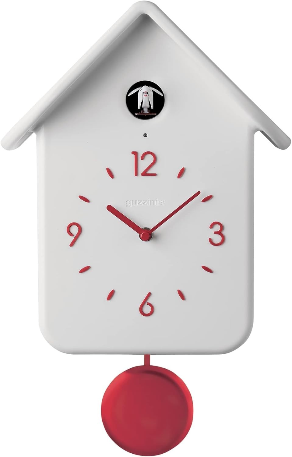 Modern Wall Cuckoo Clock Silent Bird Chirp White Battery Home Decor