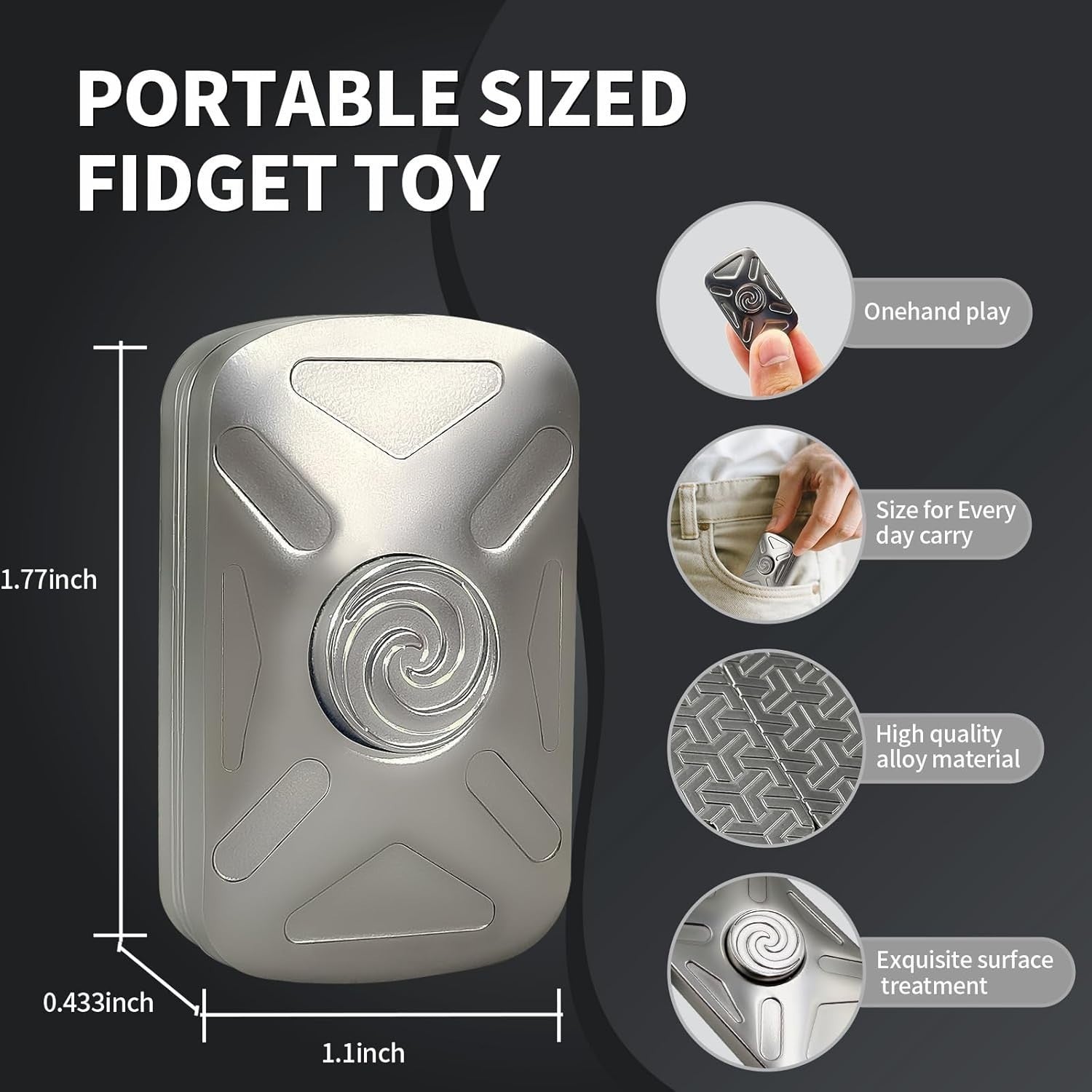 Silent Metal Magnetic Fidget Spinner Slider Stress Relief ADHD Desk Toy