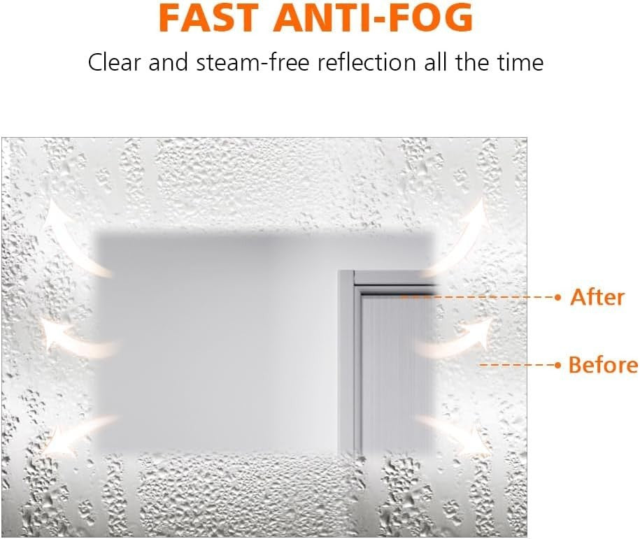 LED Bathroom Mirror 600x500mm Wall Mounted Light Demister Shaver Socket