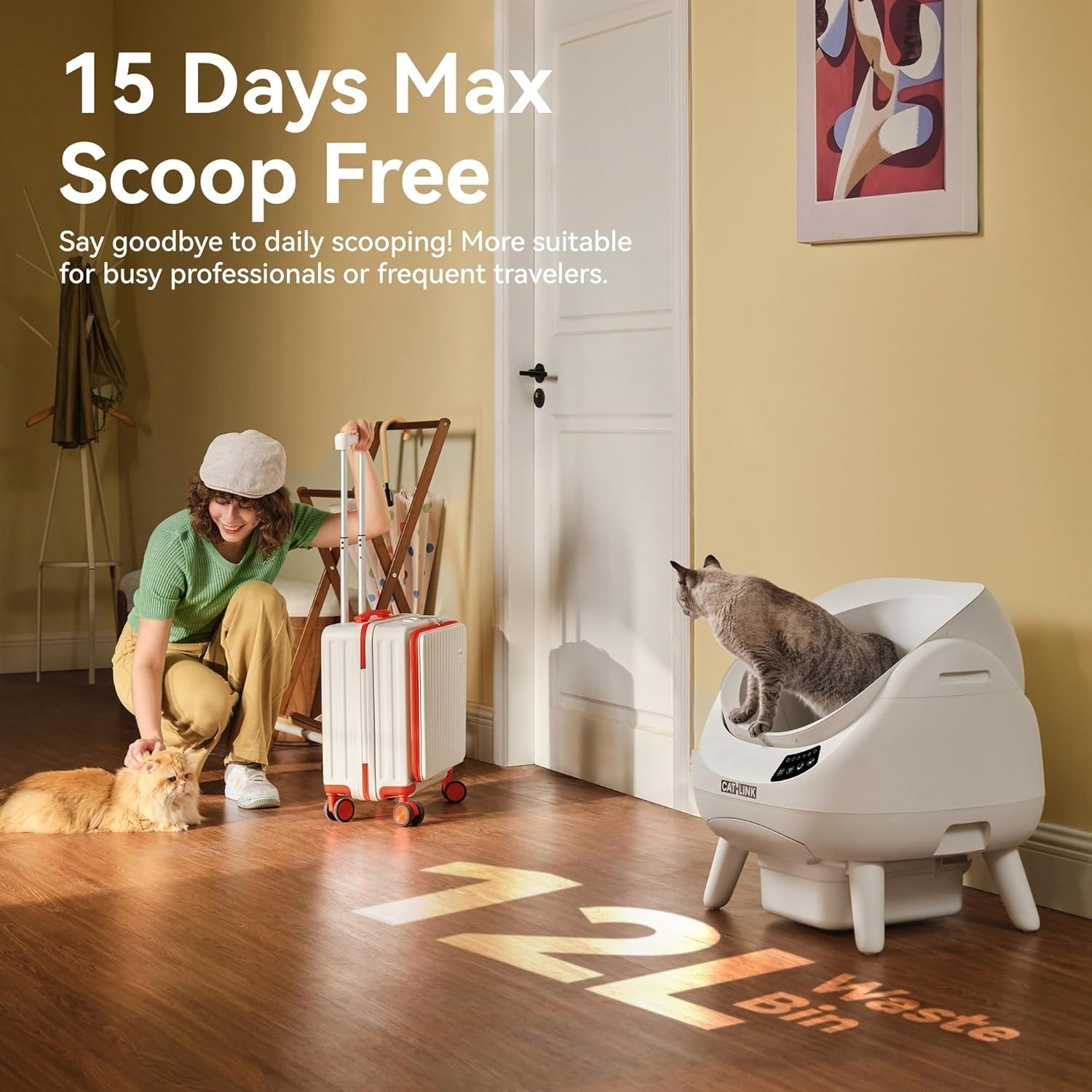 Self Cleaning Cat Litter Box APP Control AI Health Monitor Open Top