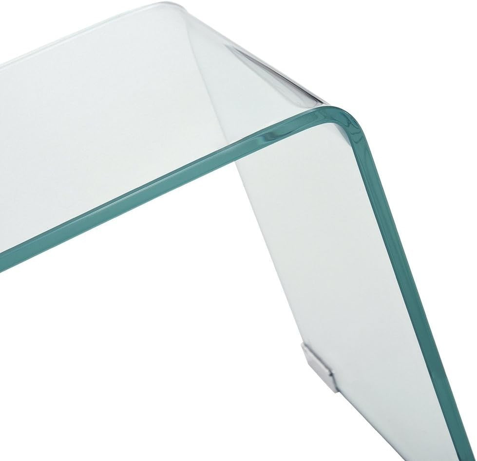 Nest of 3 Clear Glass Coffee Side End Tables Modern Space Saving Set