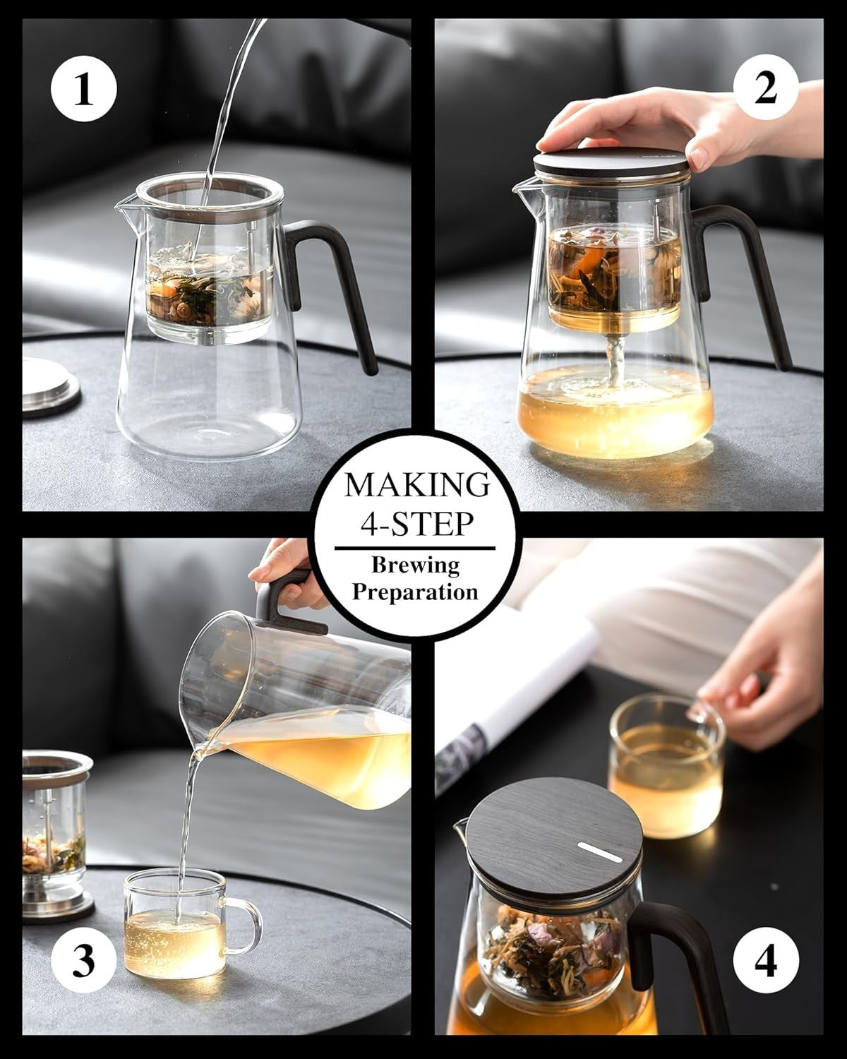 1000ml Magnetic Glass Teapot with Infuser Loose Leaf Tea Pot Gift Box