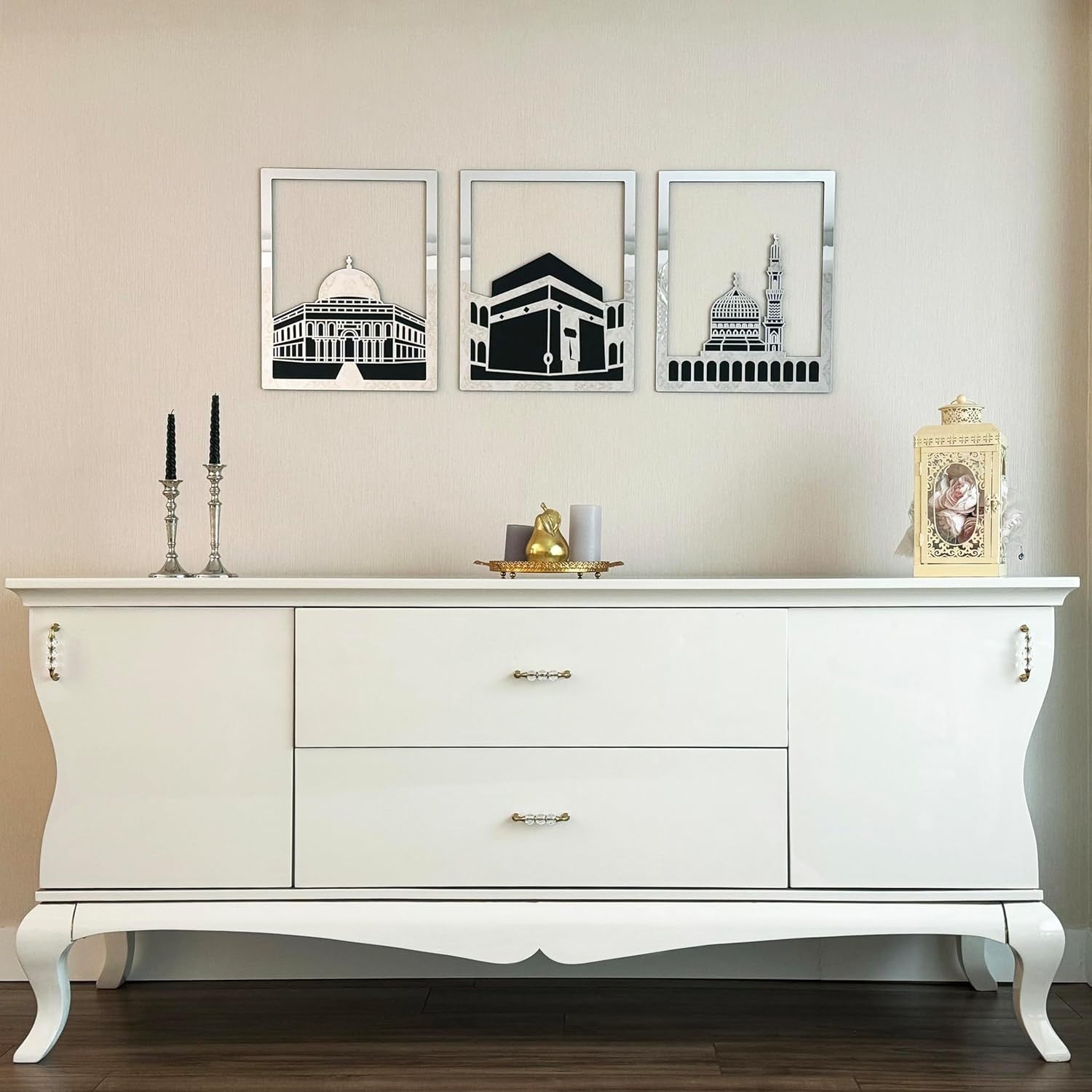 Islamic Wooden Wall Art Set Masjid Al Aqsa Kaaba Nabawi Decor Ramadan Gift