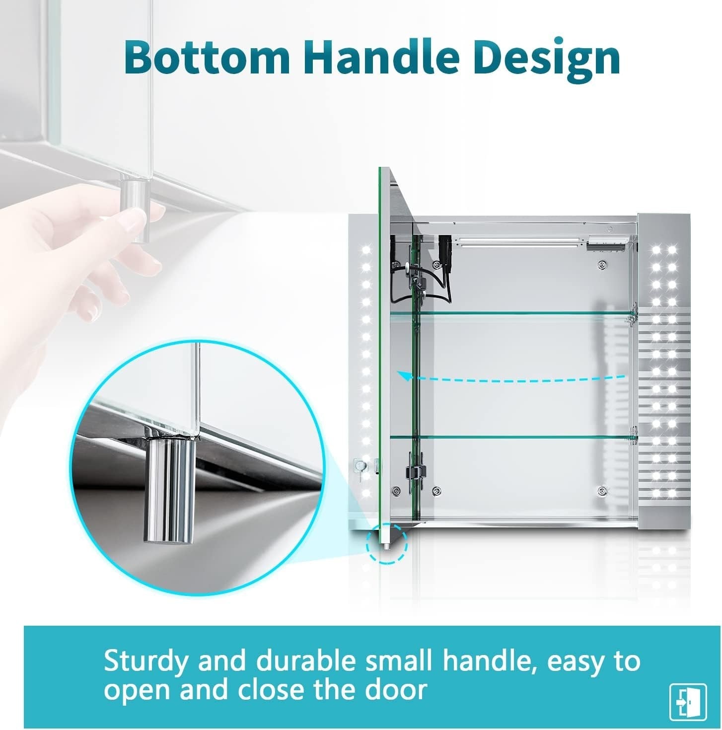 LED Bathroom Mirror Cabinet 650x600mm Anti-Fog with Shaver Socket & Clock