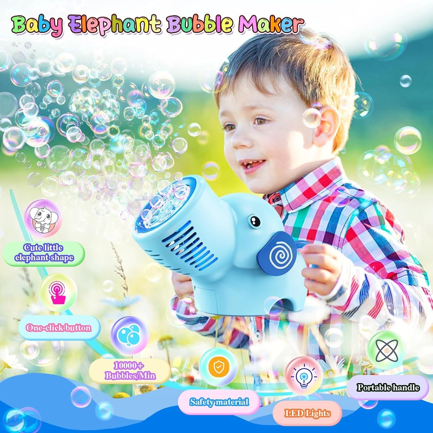 Bubble Gun LED Lights 10000 Bubbles Blue Toy