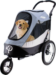 Large Dog Stroller 3 Wheel Jogger Pet Pram Grey for Medium Large Dogs