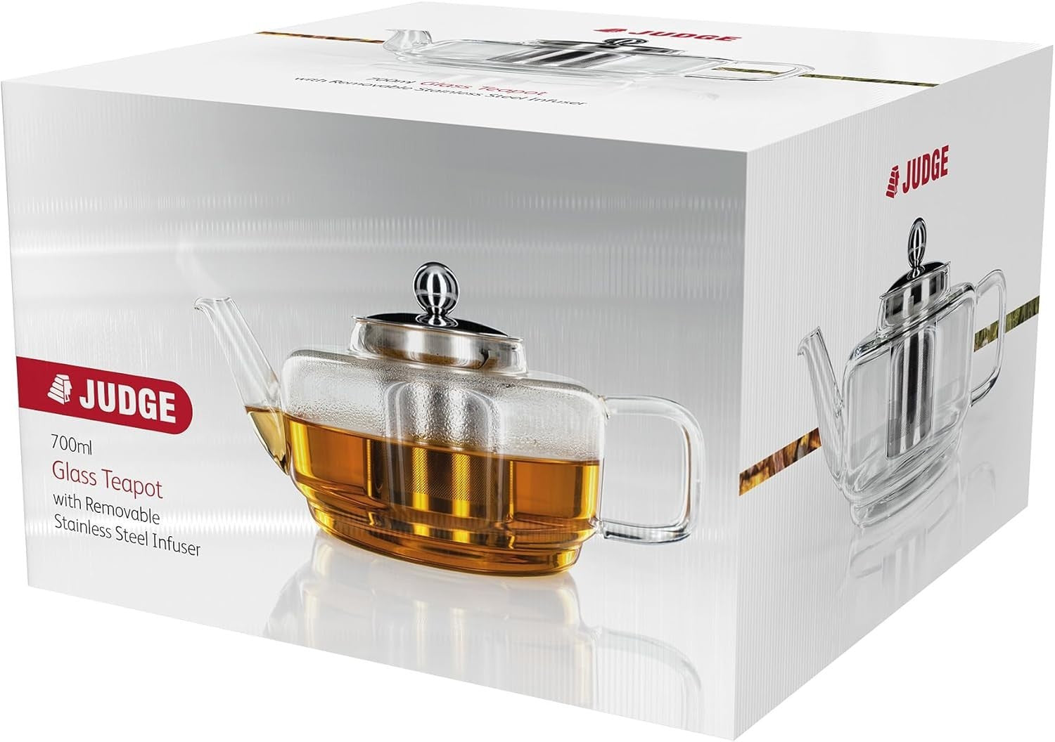 Glass Teapot 700ml Stainless Steel Tea Infuser Clear Tea Pot with Lid