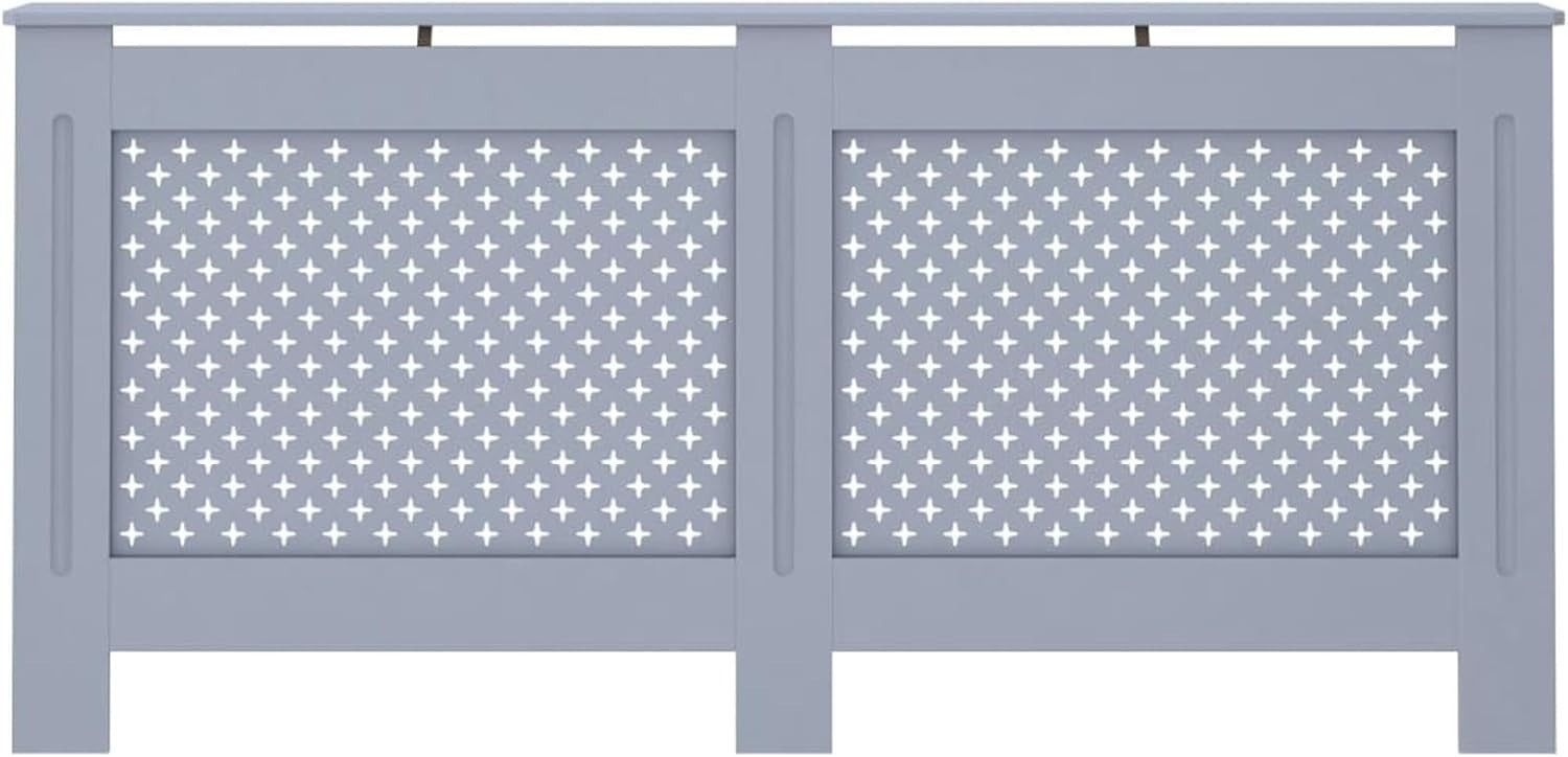 Anthracite Radiator Cover 172x19x81cm MDF Heating Cabinet | Modern Slatted