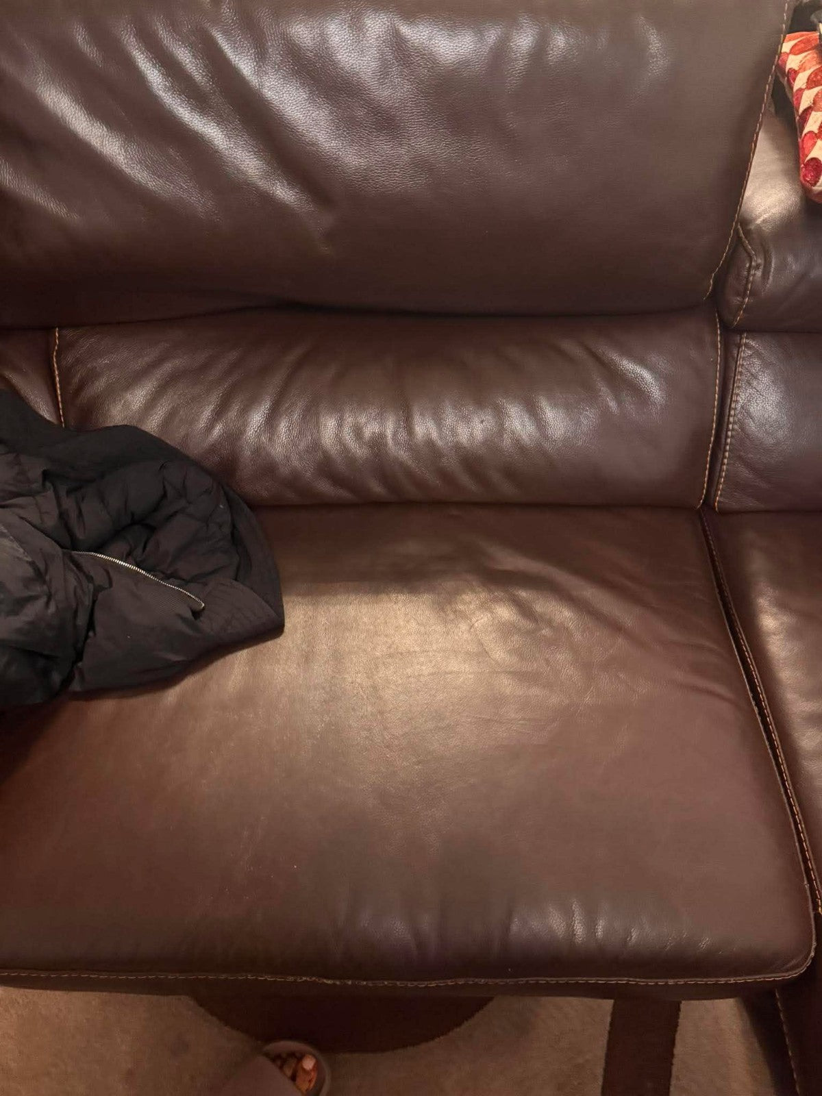 Deeply Large Brown Comfortable Leather Corner Sofa Sectional (PTP)