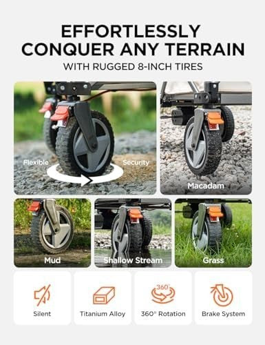 Electric Folding Wagon Trolley 200L 60KG All-Terrain Beach & Garden Cart