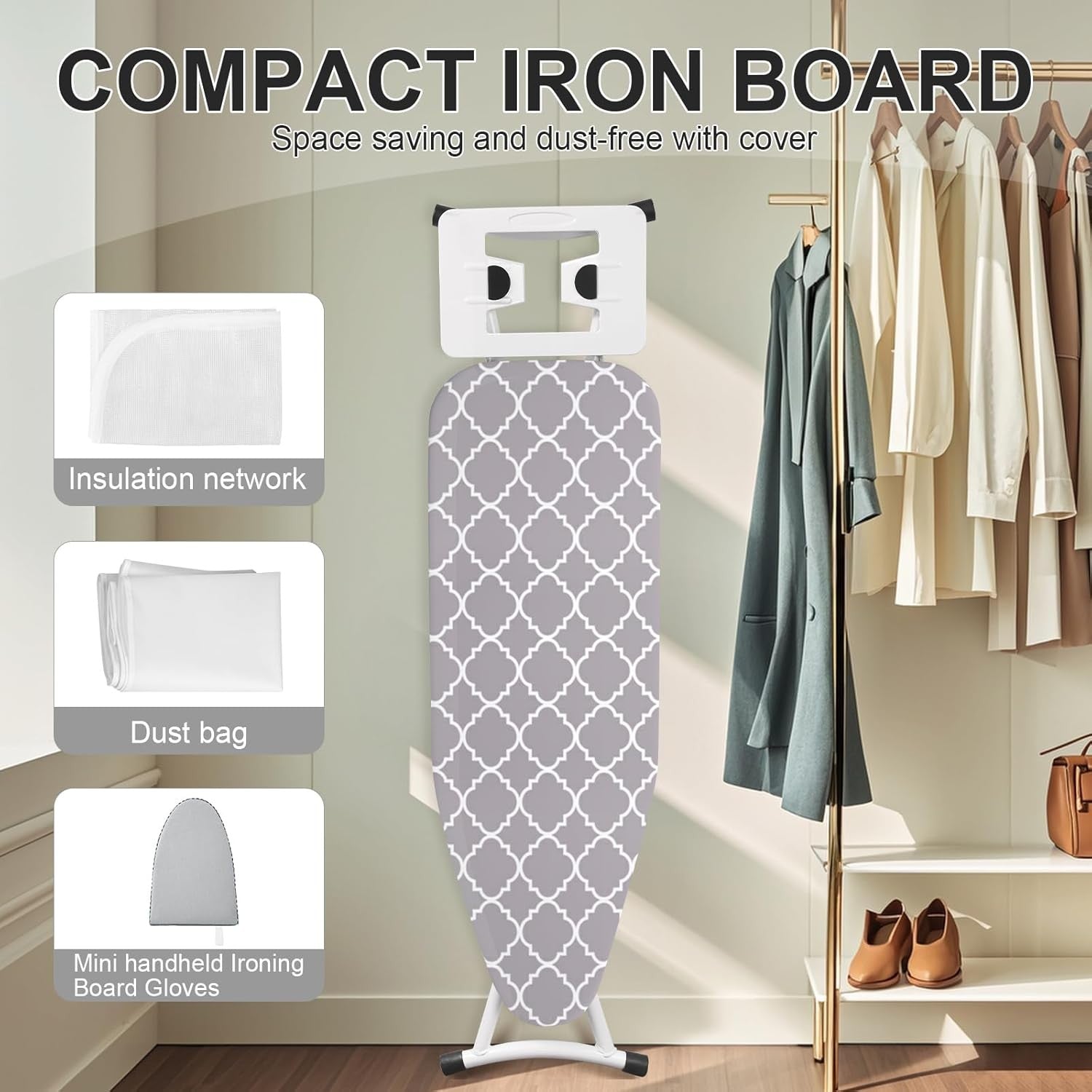 Adjustable Folding Ironing Board Height Adjustable Steel Frame Iron