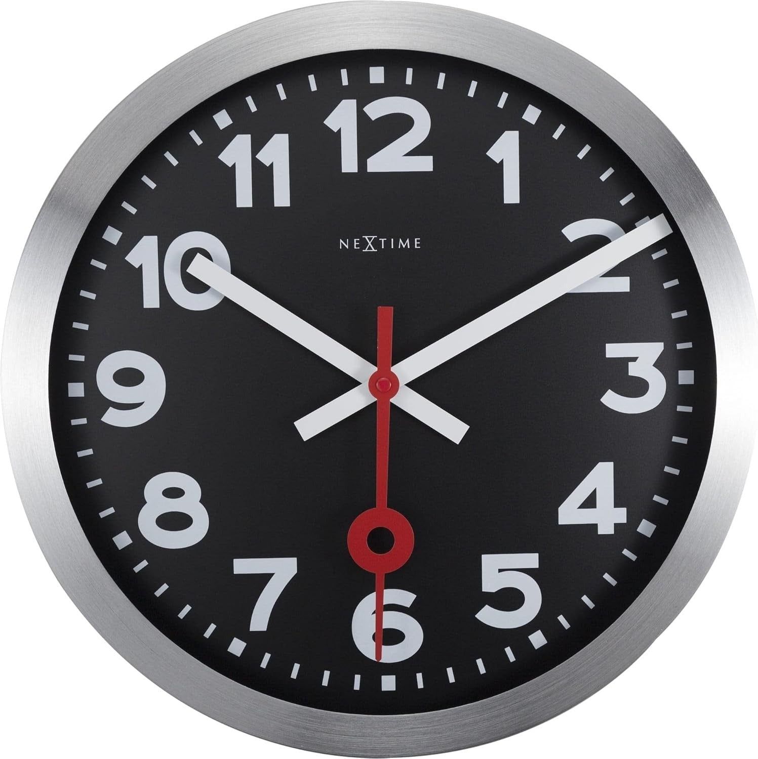Silent Wall Clock Black 35cm Large Face Office Home Quartz Modern
