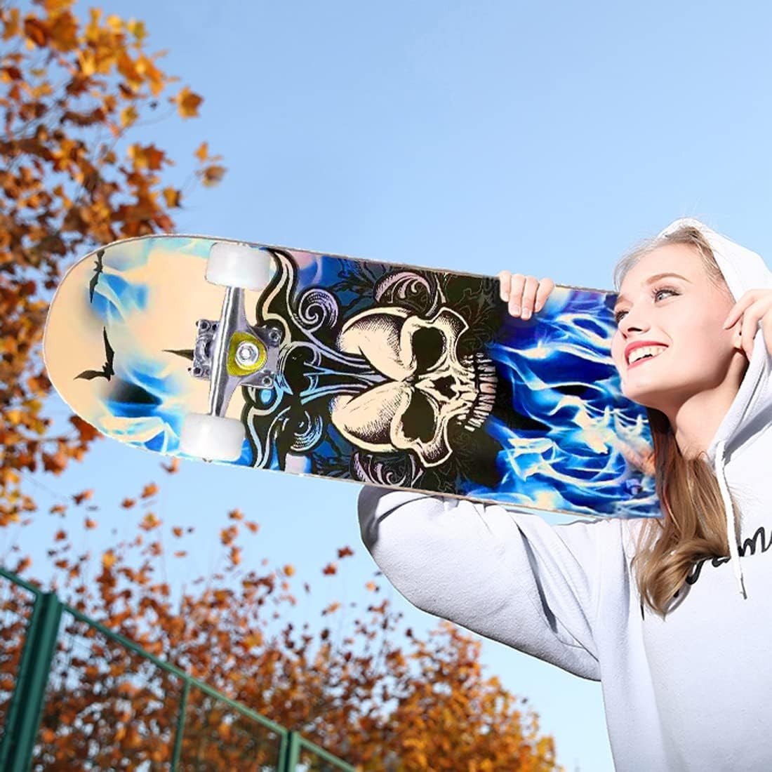 31 Inch Complete Skateboard Maple Wood Double Kick Sport Design