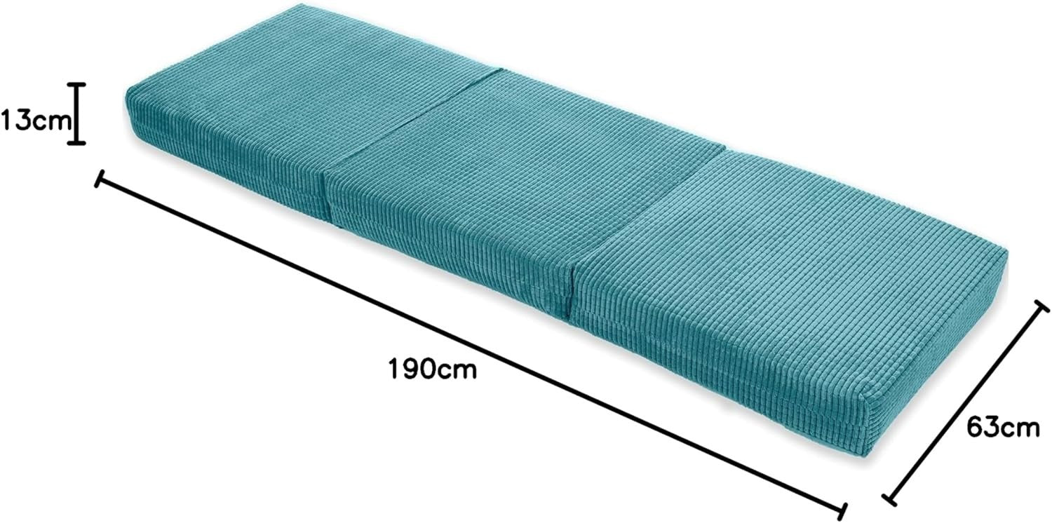 Z Bed Chair Futon Mattress Teal Fold Out Single Sofa Bed Footstool Seat