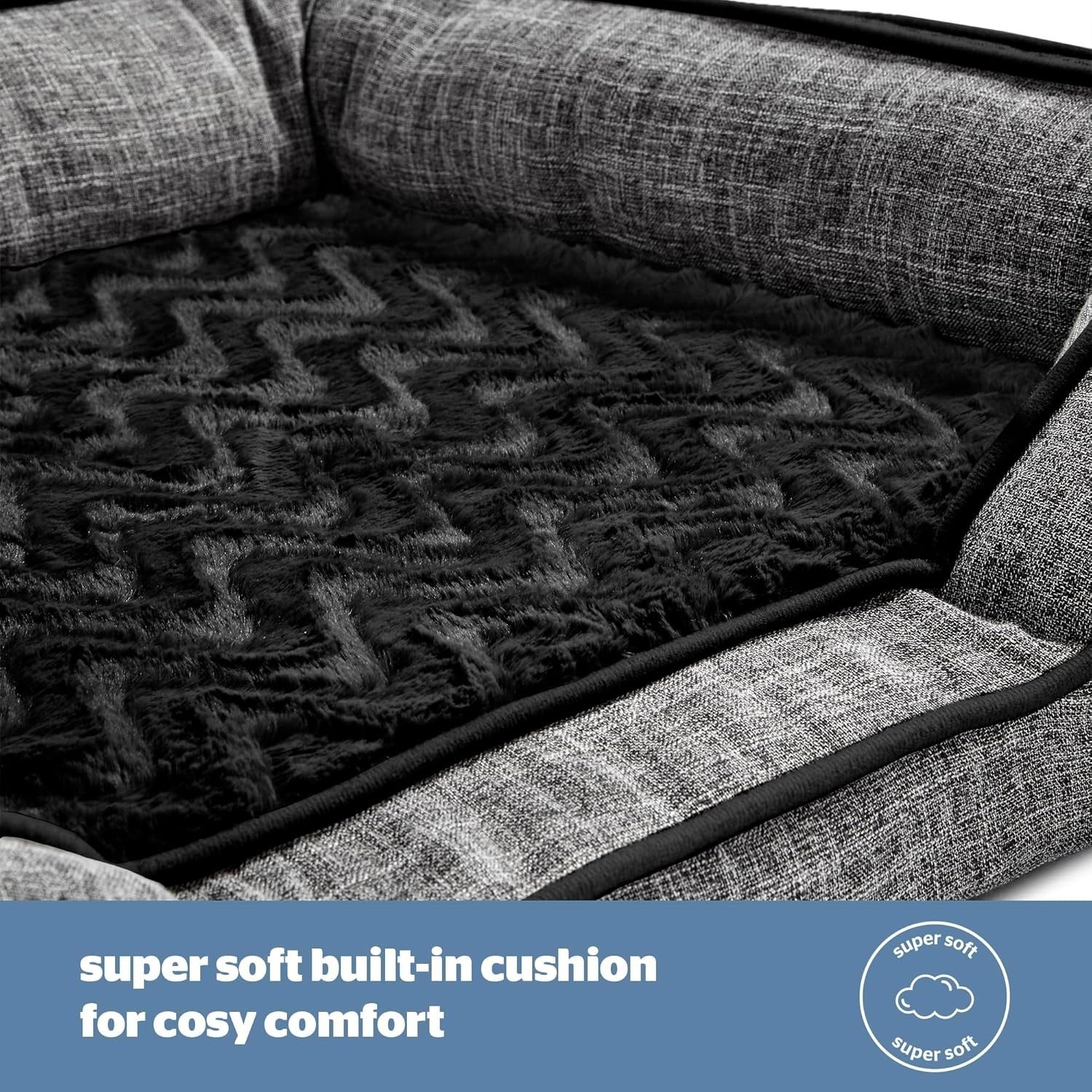 Medium Orthopedic Dog Bed 80x59cm Washable Non Slip Grey