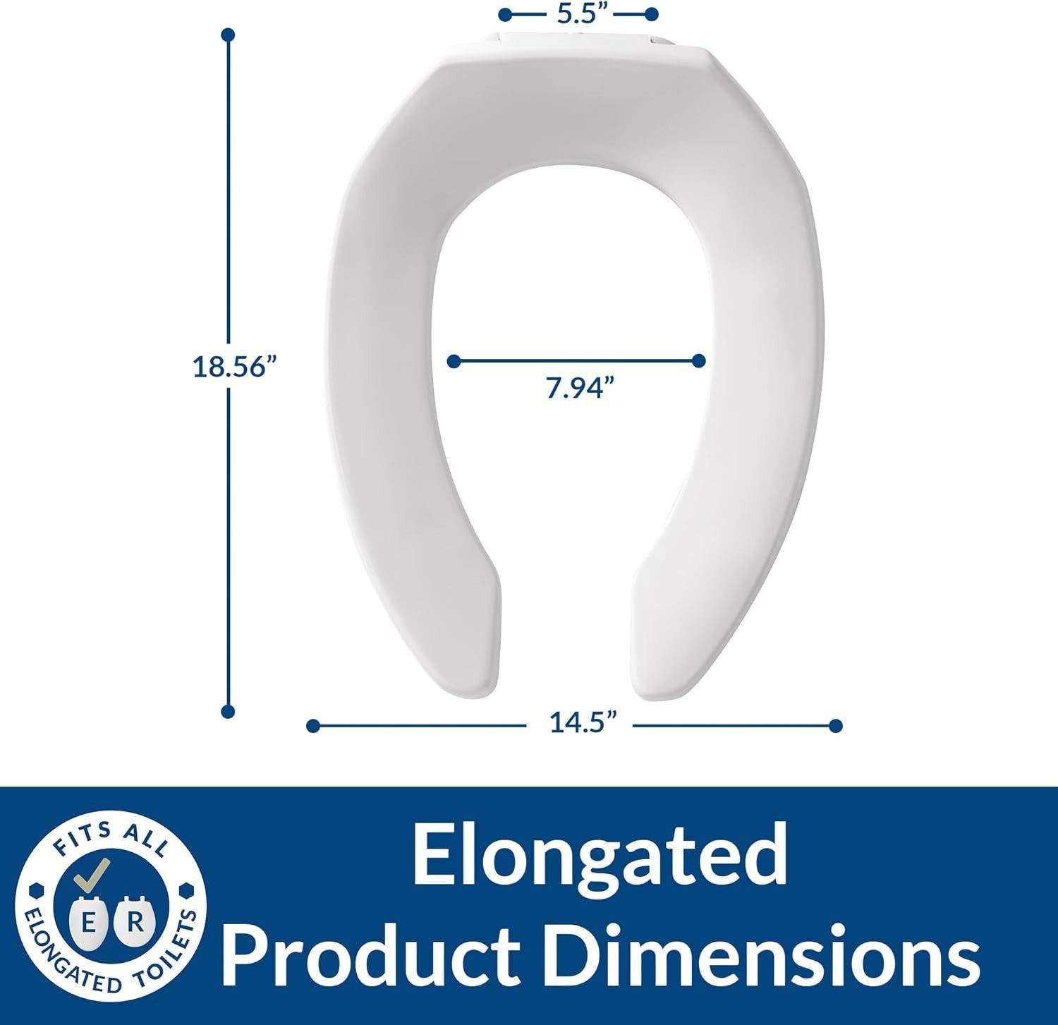 White Open Front Toilet Seat | Commercial, Heavy-Duty, Stay-Tite