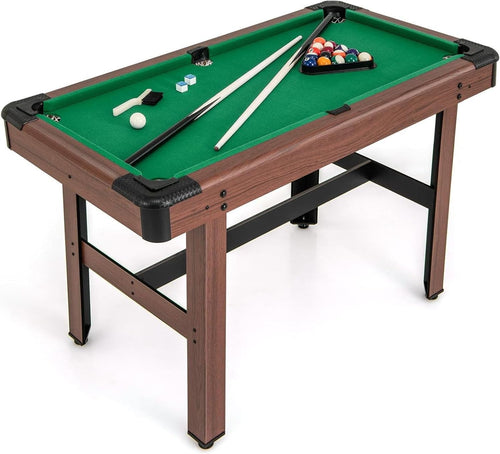 4FT Wooden Pool Table Billiards Set w Cues Balls Triangle Brush