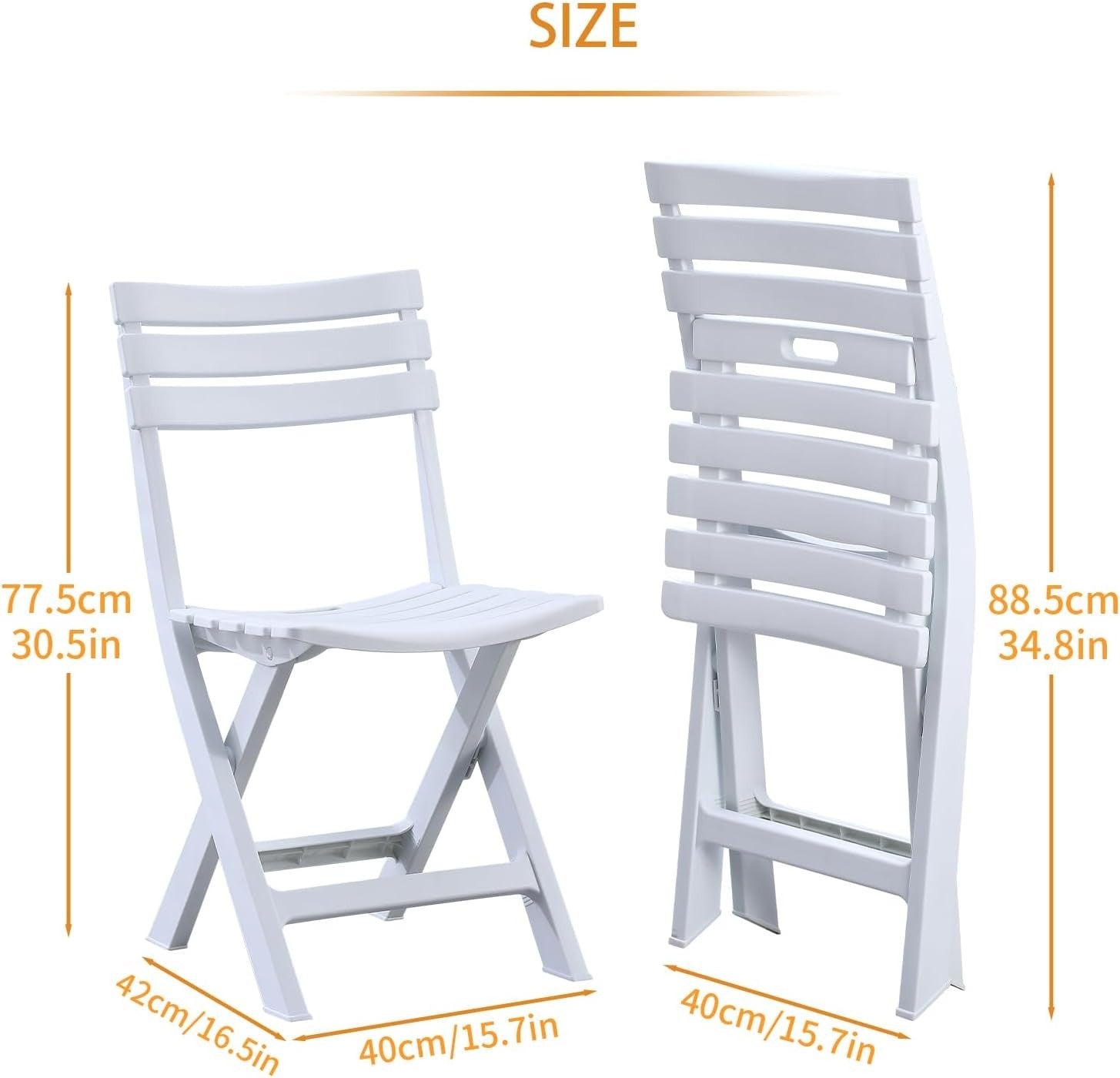 White Folding Chairs Set of 4 Stackable Outdoor Indoor Garden Seating