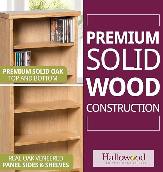 Narrow Oak Storage Tower – 7-Tier Wooden CD DVD Book Display Shelf Unit
