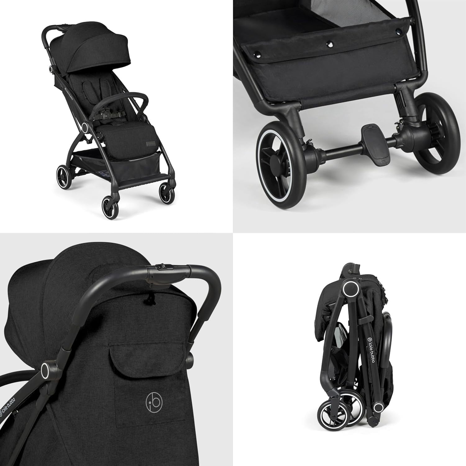 Feather-Light Baby Stroller Auto-Fold From Birth to 22kg Black