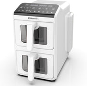 Dual Zone 10L Stack Air Fryer With Windows 2460W Smart Finish White