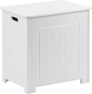 Bathroom Laundry Cabinet Wooden Storage Chest Bin Unit Compact White