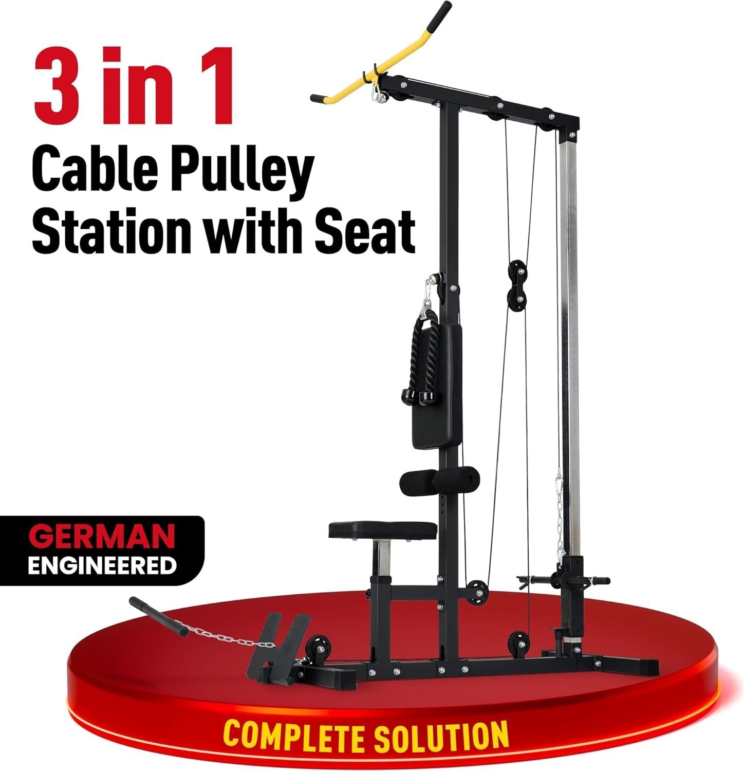 Ultrasport Lat Pull Tower Pulley Station Home Gym Cable Rack Black-Yellow