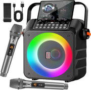Karaoke Machine with 2 Wireless Mics 6.5" Subwoofer LED Speaker
