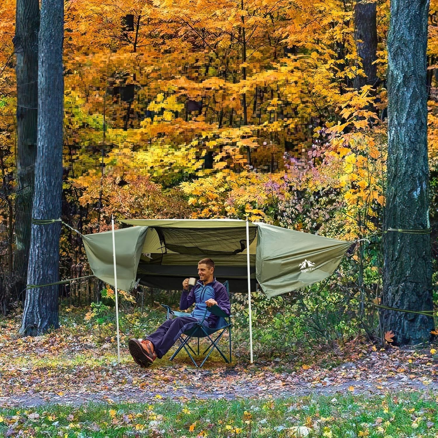 Camping Hammock Tent with Mosquito Net & Rainfly – Flat Lay Waterproof, 1 Person
