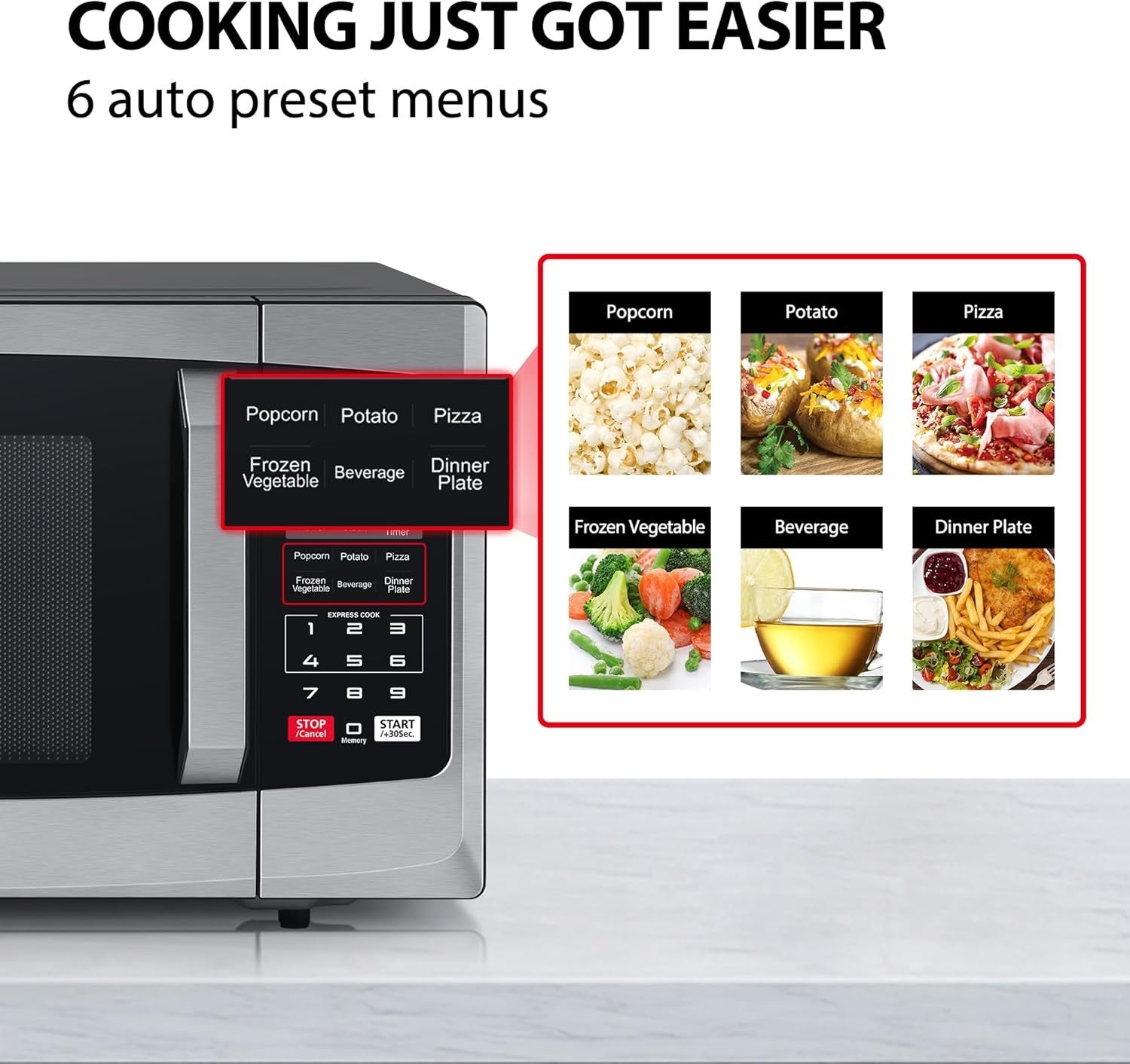 Stainless Steel 23L 800W Digital Microwave Auto Cook