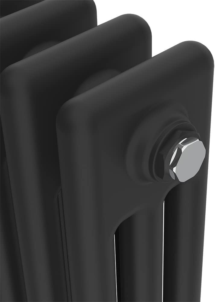 Black Triple Column Vertical Radiator 1500x380mm Cast Iron Style