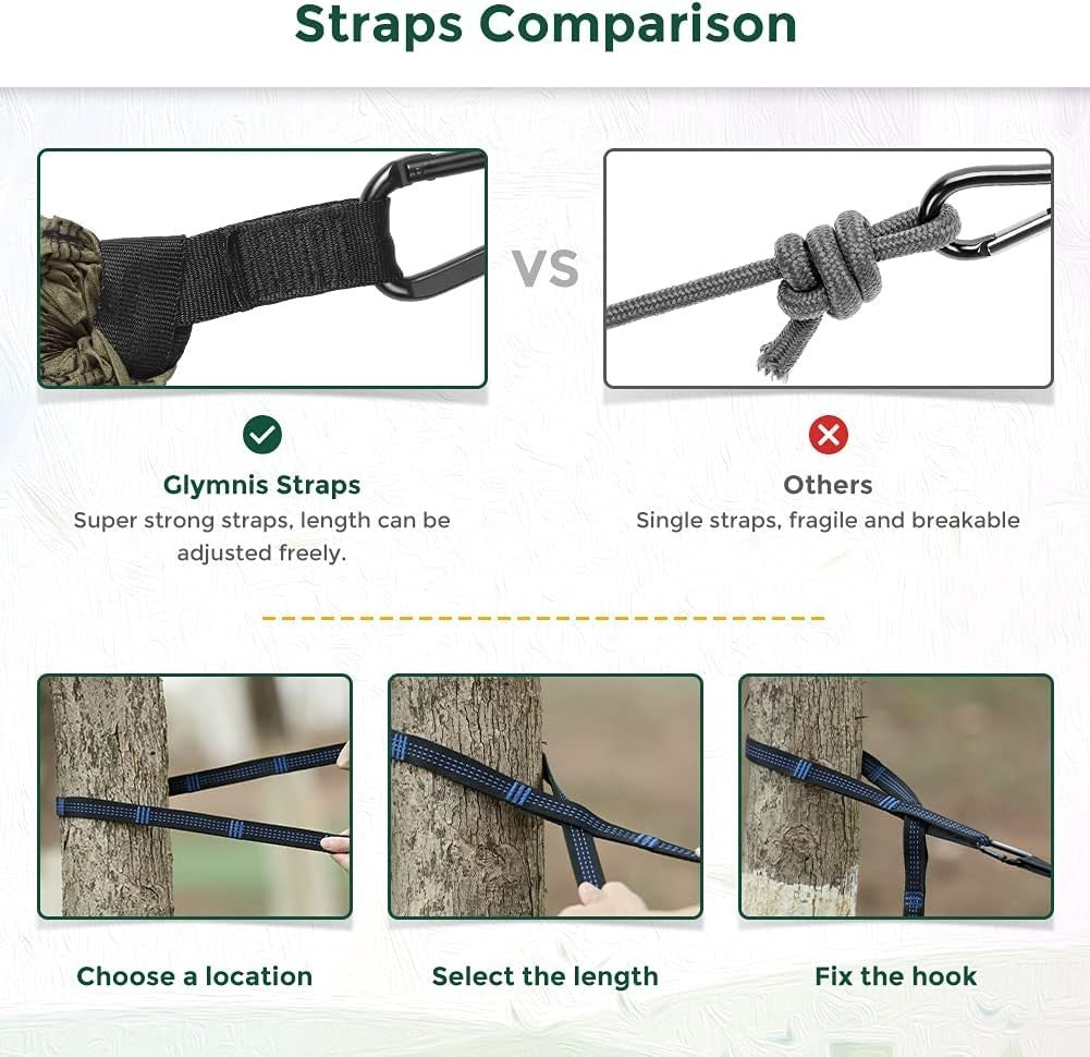 Lightweight Portable Double Camping Hammock with Straps for 2 Adults