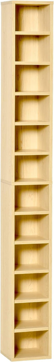 Tall Media Storage Tower 12-Cube DVD CD Shelf 175cm Slim Bookcase for Home