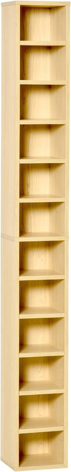 Tall Media Storage Tower 12-Cube DVD CD Shelf 175cm Slim Bookcase for Home