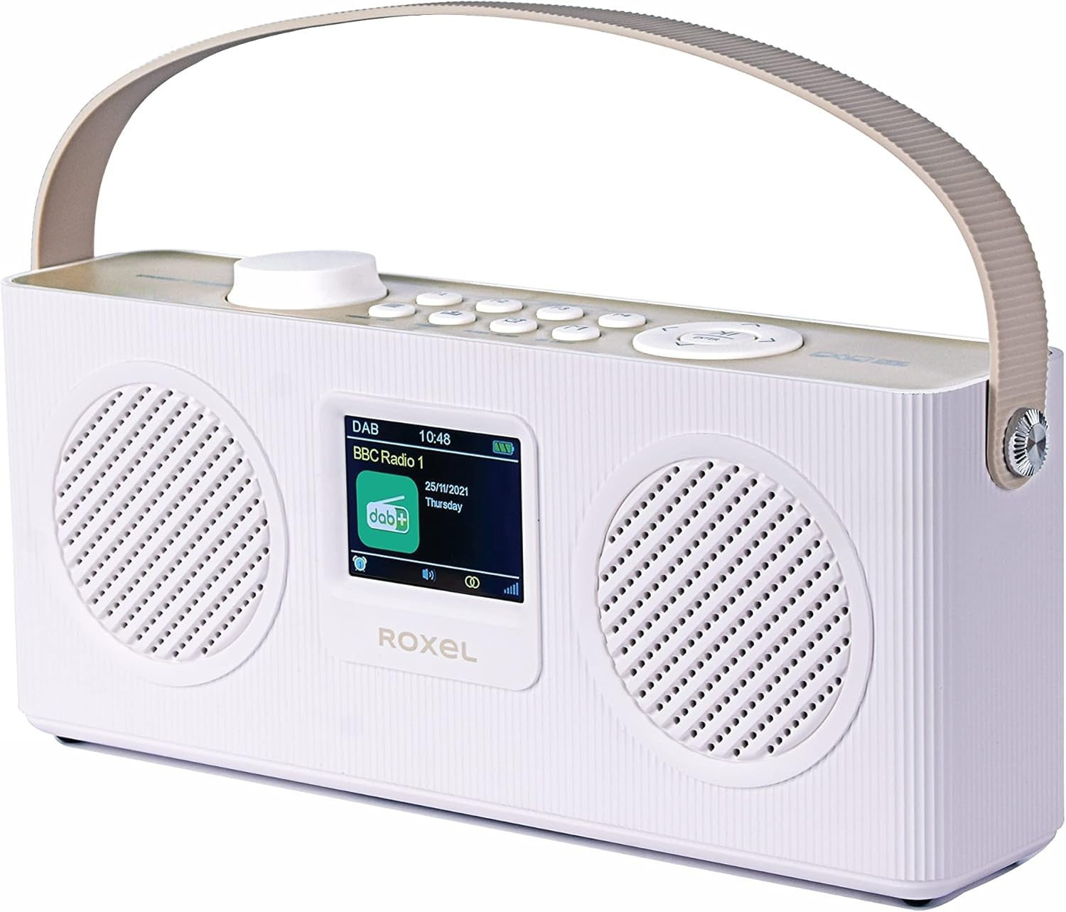 DAB+ FM Digital Radio Bluetooth USB TF Card Alarm Clock Portable White/Cappuccin