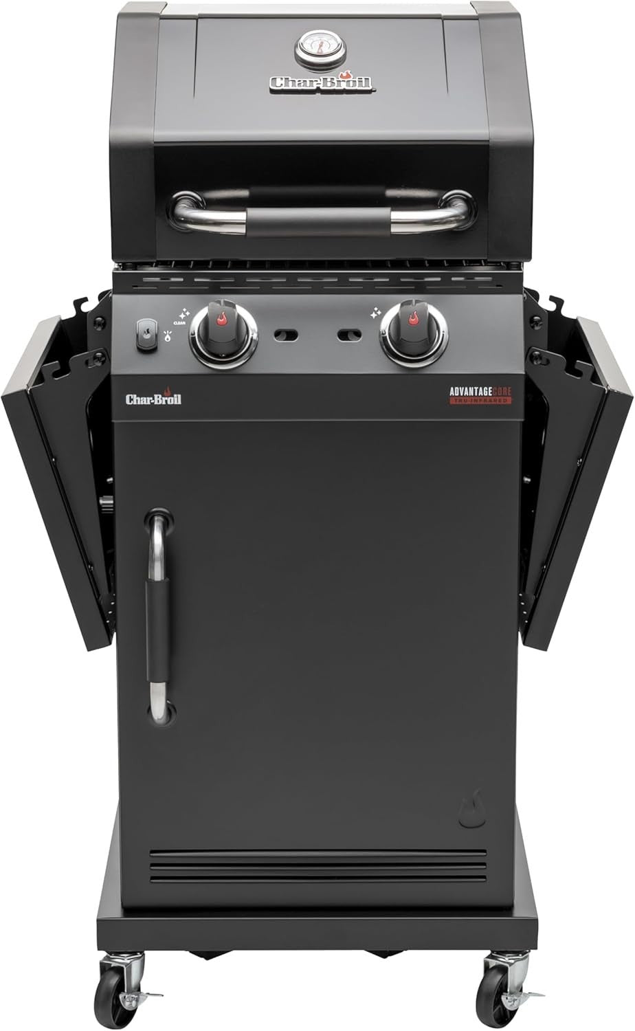 2 Burner Gas BBQ Grill with Infrared Heat, Folding Shelves & Cast Iron Grates