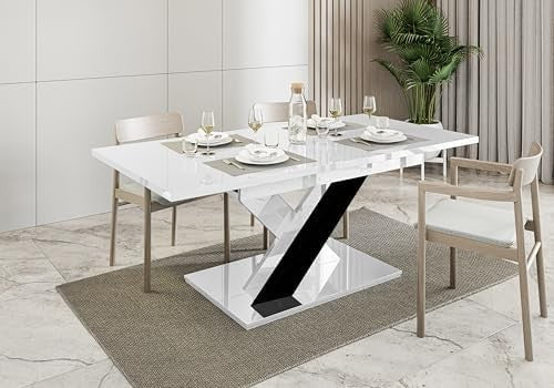 Modern Extendable Dining Table Gloss Finish Space-Saving Rectangular 140–180cm
