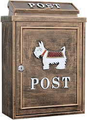 Wall Mounted Mailbox Antique Gold – Rustproof Steel, Lockable, Large Capacity