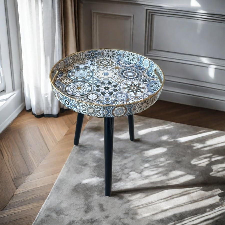 Bohemian Round Side Table – 50x38x38cm Detachable Legs
